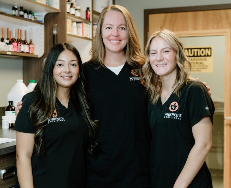 Three woman on the compounding team at Warren's Drug Store
